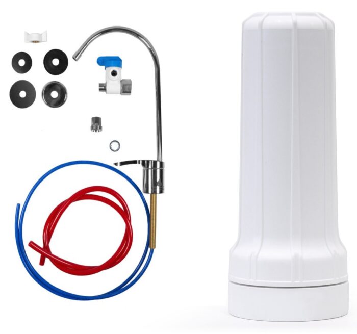 Aquapure Below Sink Water Filter System MP400PB-T10 – Includes an installation kit and one CB10 (MPSEE-10) Multipure (Triple Action) water filter inside - Image 1
